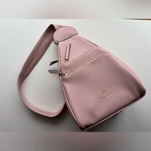 NANETTE LEPORE Terence Convertible Sling Back Backpack in Blush. Vegan leather